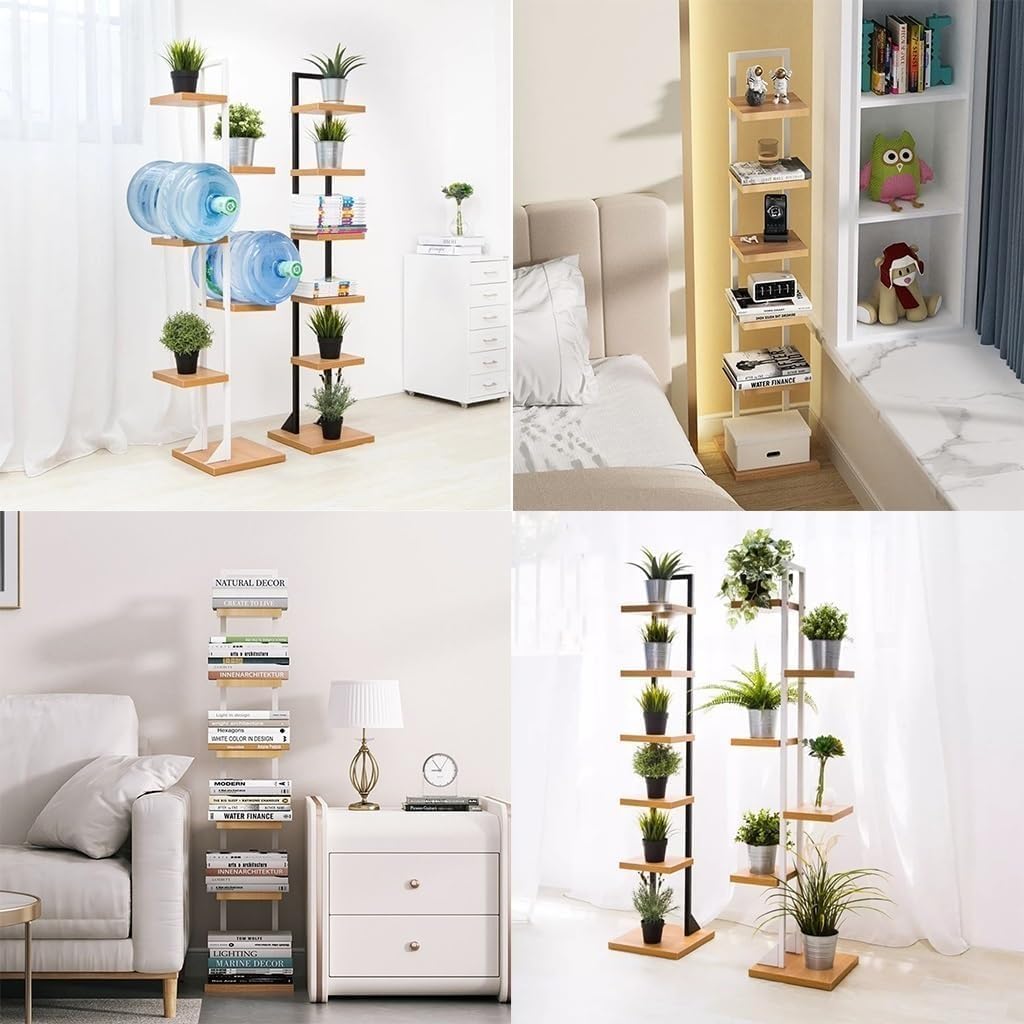 6-Tier Story Bookcase - Floor Standing Open Shelf Bookshelf for Books, Photos, Art, & Plants - Modern Display Stand for Home & Office Storage