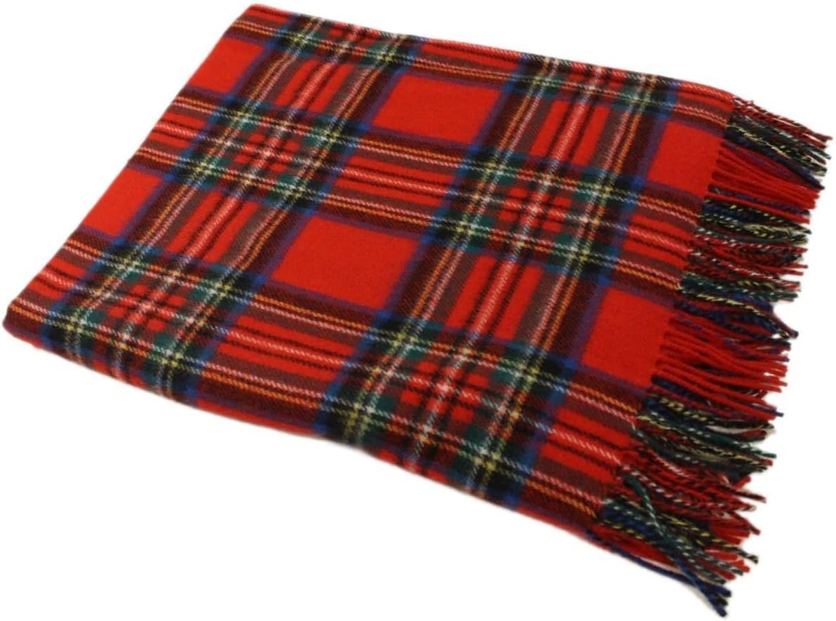 Biddy Murphy 100% Irish Wool Plaid Throw Blanket — Soft Warm Heirloom Quality, Made in Ireland, 54" x 71", Royal Stewart