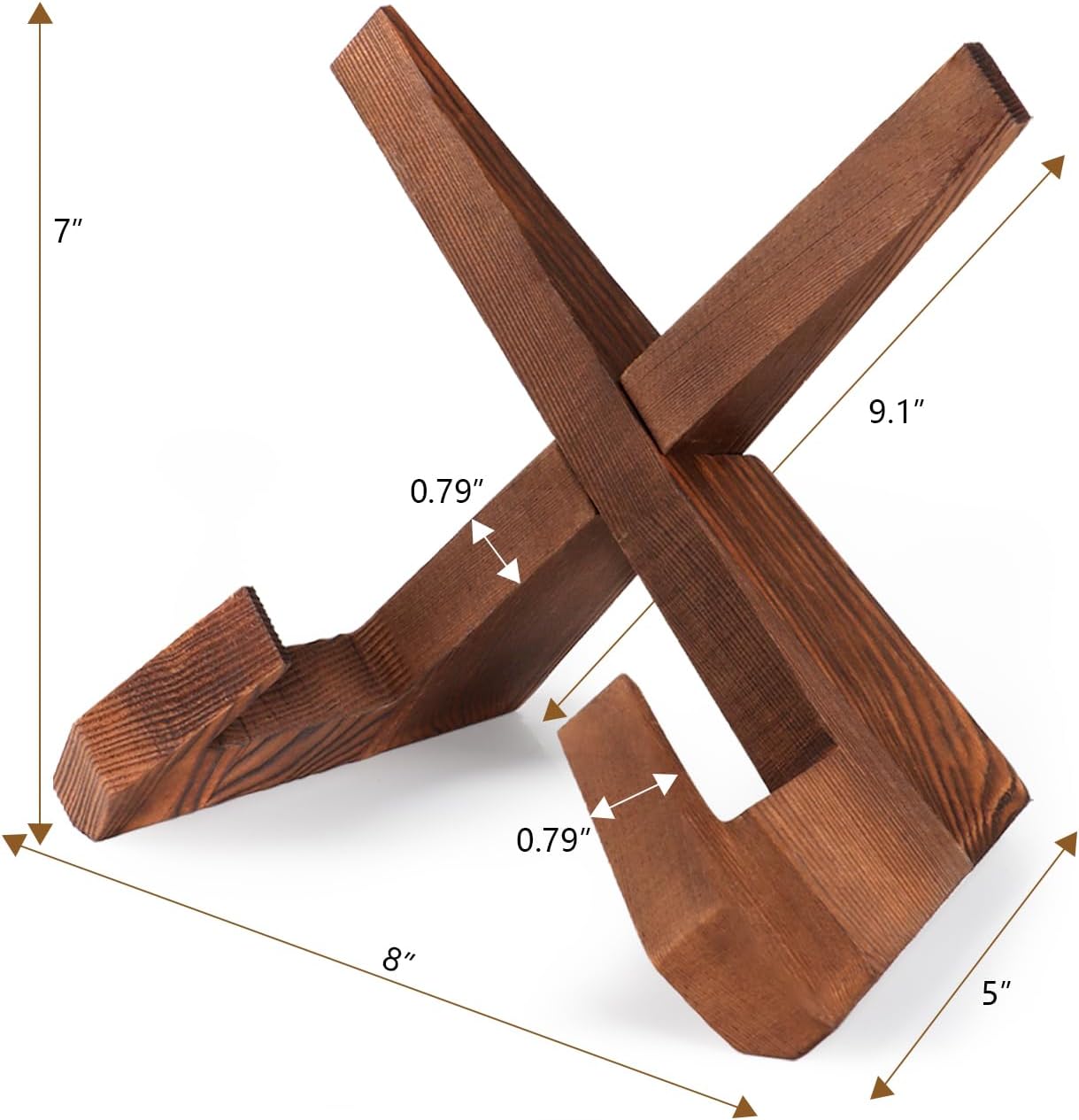 2 Packs Wood Cookbook Stands & Recipe Holders for Kitchen,7 inch Height Recipe Holders Display Stand Rustic Style, Brown, Box Package