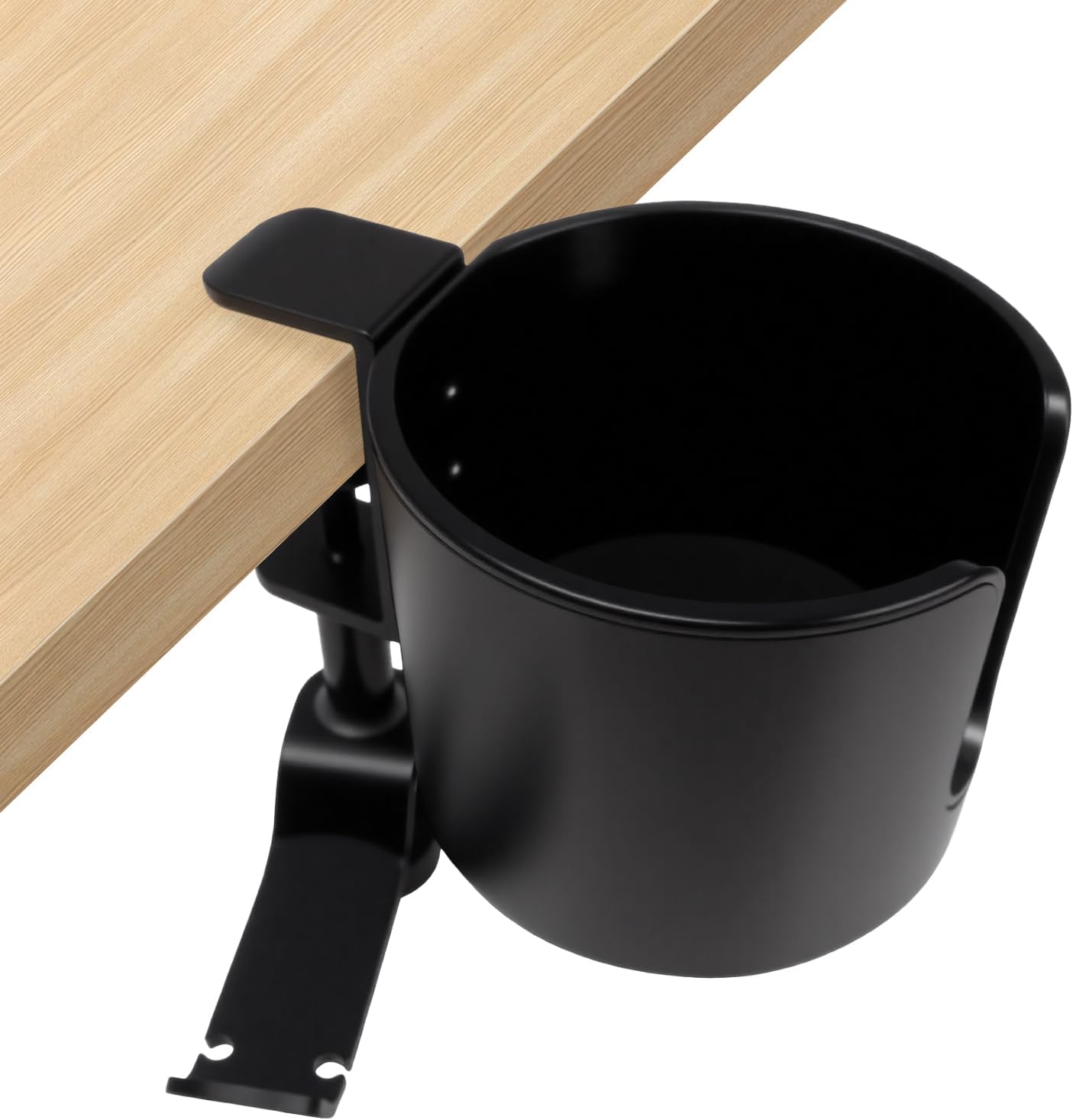 Clamp-On Desk Cup Holder with 360° Rotating Hook – Anti-Spill Drink Holder with No-Scratch Silicone Pads, Fits Mugs & Tumblers – for Home Office, Gaming, Camping & Outdoor Tables