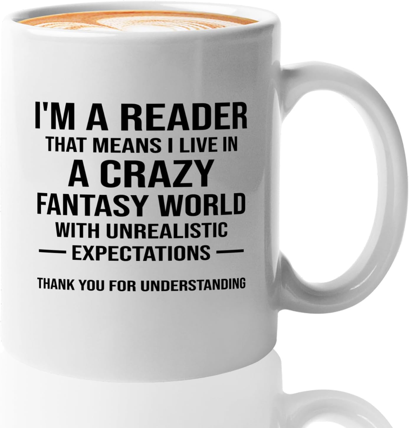 Book Lover Coffee Mug 11oz White -Crazy Fantasy World - Gift For Poets Bookish People Bibliophile Librarian Book Club Reader
