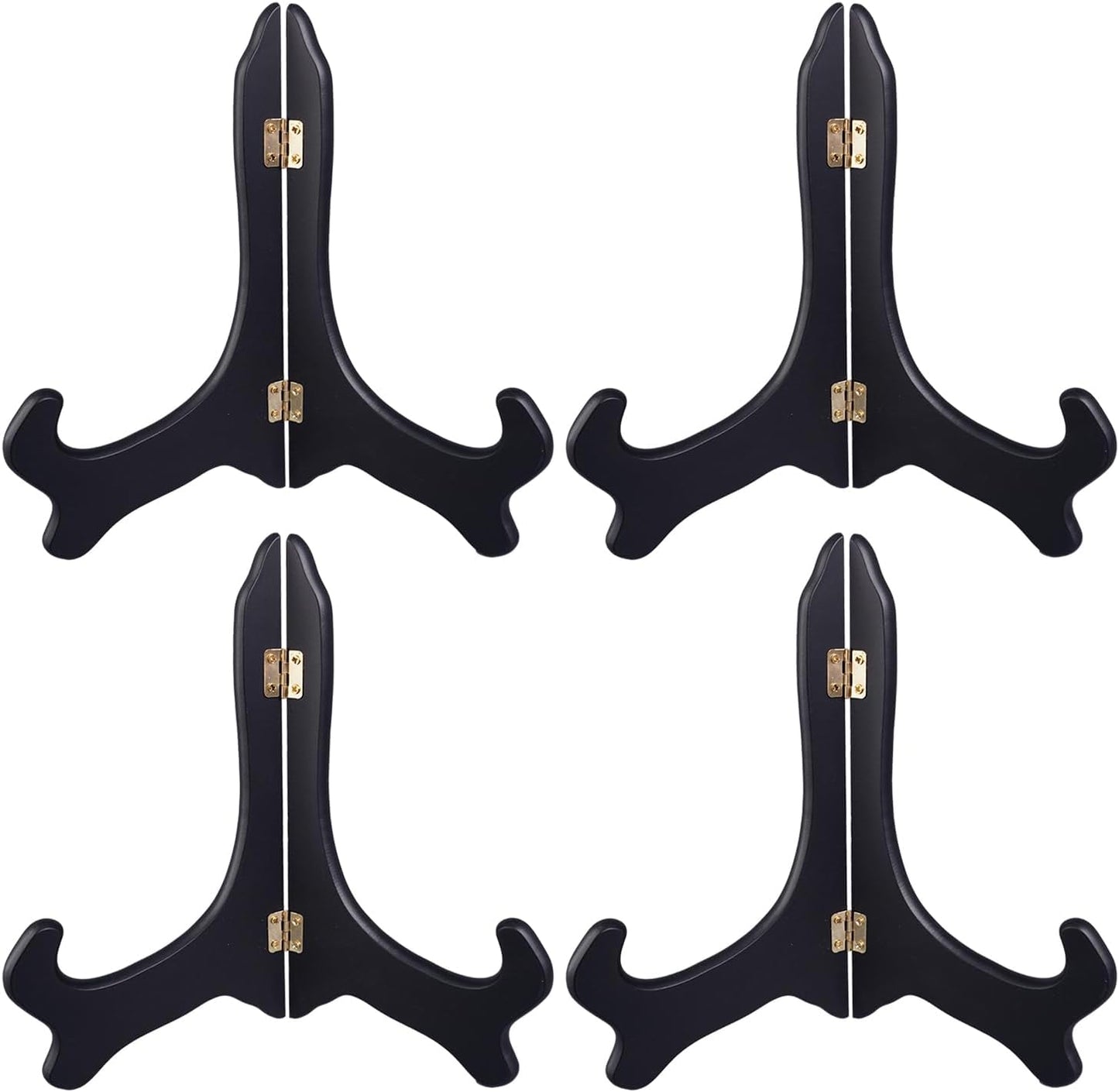 4 Pcs Wooden Plate Stands Tabletop Art Holder Picture Frame Easels Book Dish Decorative for Display