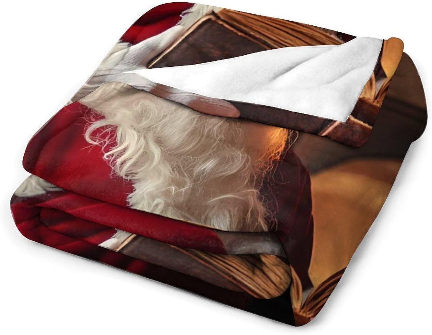 Santa Reading Book Printed Throw Blanket Cozy Flannel Blankets Lightweight for Couch Sofa Bed Decor Santa Reading Book