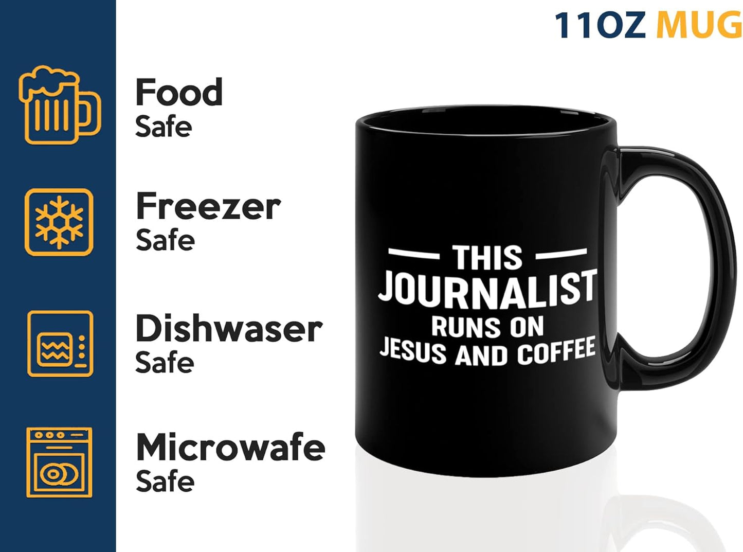 Journalist Coffee Mug 11oz Black -This Journalist Runs On - Reading Lover Book Club Gift Author Appreciation Writer Journalism Novelist Scriptwriter