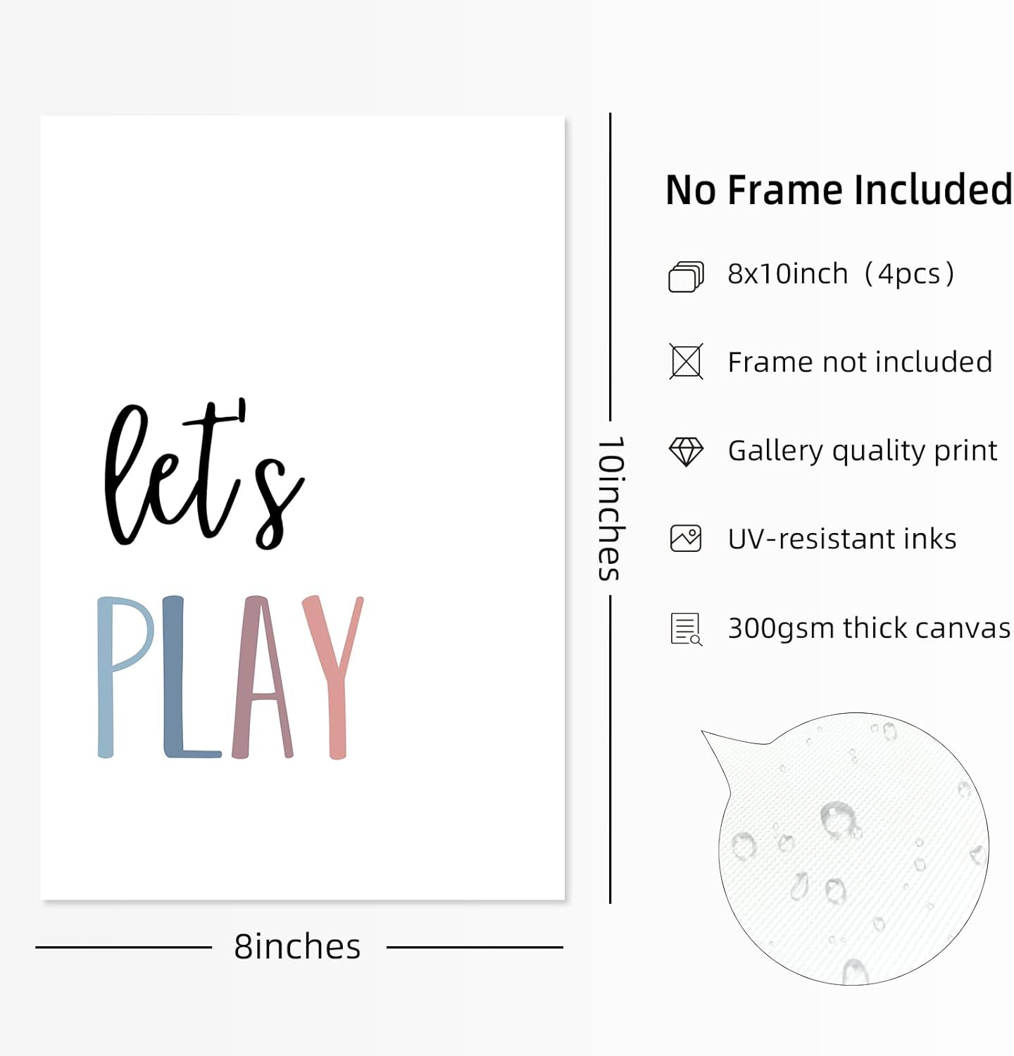 Youillne Playroom Kids Wall Art Decor Read Play Sign Classroom Children Wall Art Nursery Canvas Pictures Baby Girl Reading Posters Kids Artwork for 8x10 Inches Unframed Set of 4