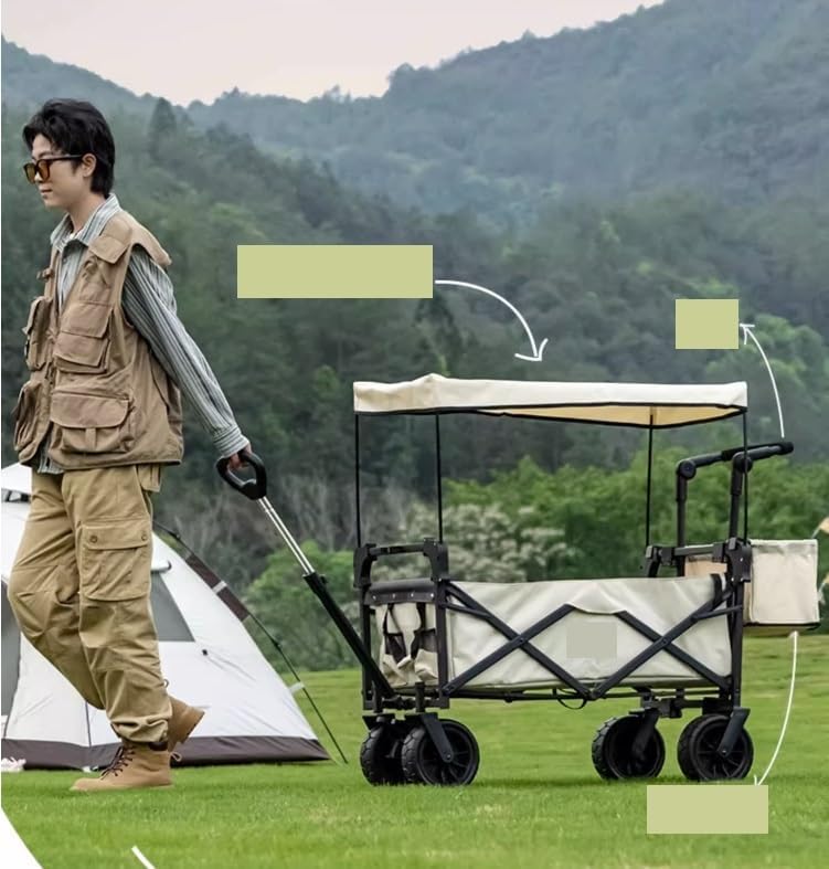 Portable Camping Cart,Outdoor Folding Camping Beach Wagon Cart with Removable 600D Oxford Cloth and Wheels Portable Garden Festival Trolley