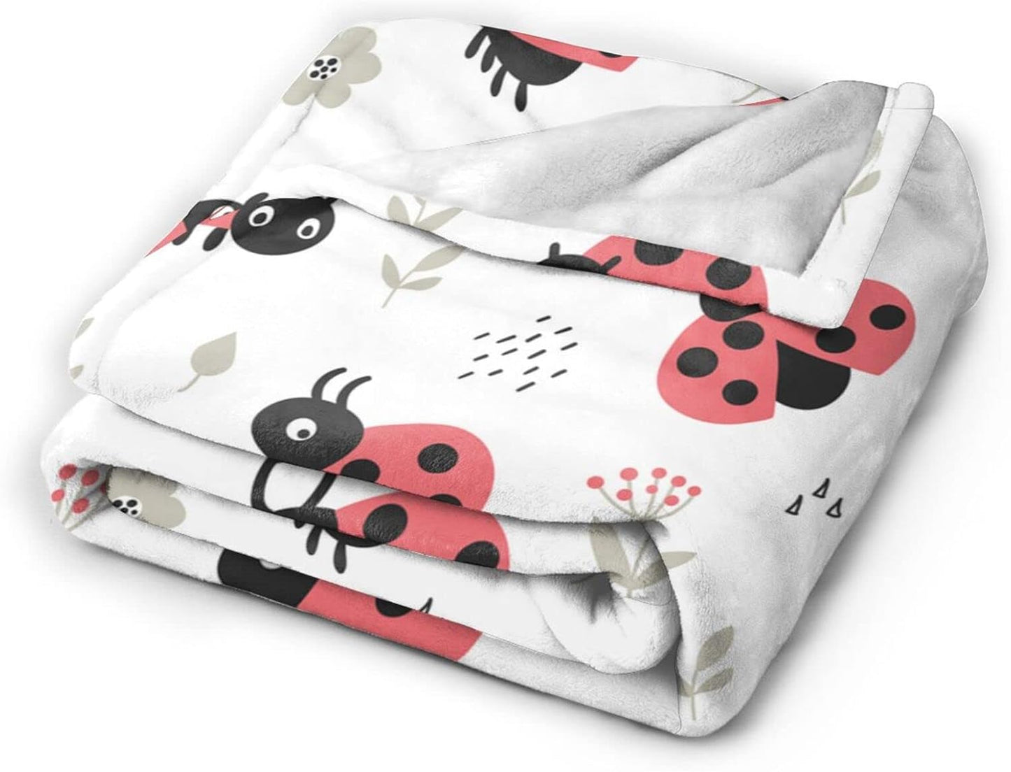 Ladybug Cute Ladybird Throw Blanket Super Soft Warm Bed Blankets for Couch Bedroom Sofa Office Car, All Season Cozy Flannel Plush Blanket for Girls Boys Adults, 60"X50"