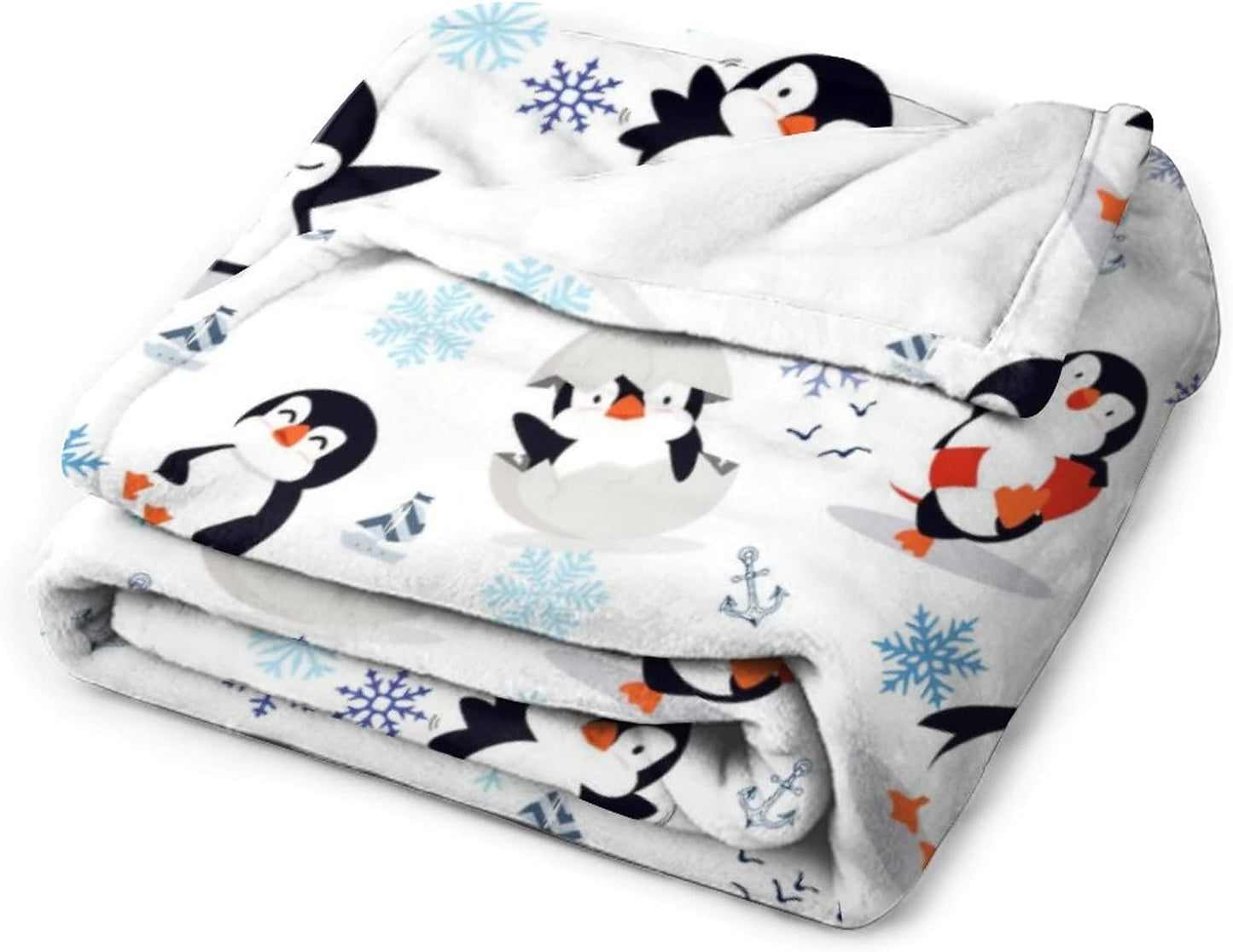 Animal Penguin Blanket Ultra Soft Cute Penguins Flannel Fleece Throw Blankets Lightweight Microfiber Fun Art Kids Adult Bedding for Gifts Travel 60"X50"