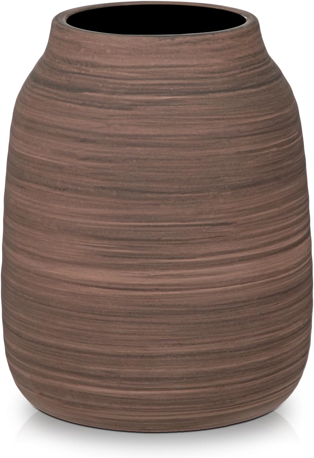 Briful Ceramic Vase for Home Decor, Rustic Brown Textured Decorative Vase for Pampas Grass, Modern Farmhouse Vase for Living Room Coffee Table, Dining Table Centerpiece, Entryway & Shelf (7.6” Tall)