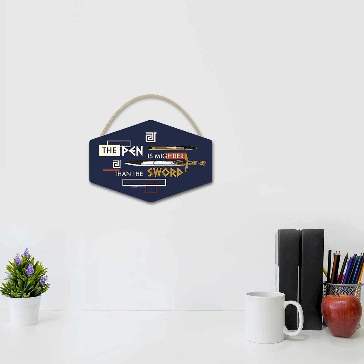Disney Percy Jackson The Pen Is Mightier Than The Sword Hanging Wood Wall Decor - Fun Percy Jackson Sign for Home