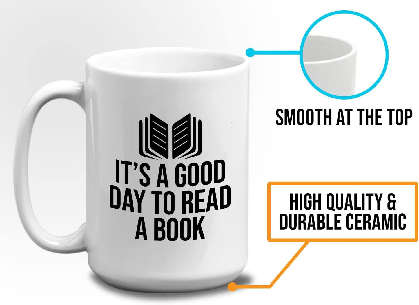 Book Lover Coffee Mug 15oz White - It's a good - Literary librarian Literature Bookworm Historian Public Library Curator Bibliophile Bibliolater