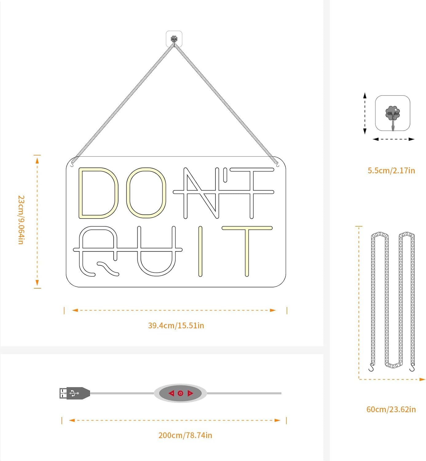 Don't Quit LED Neon Sign - Neon Signs for Wall Decor - Motivational Gym Neon Sign and Gym Wall Art for Home Gym - for Office Room, Gym Room, Man Cave, Gamer Room