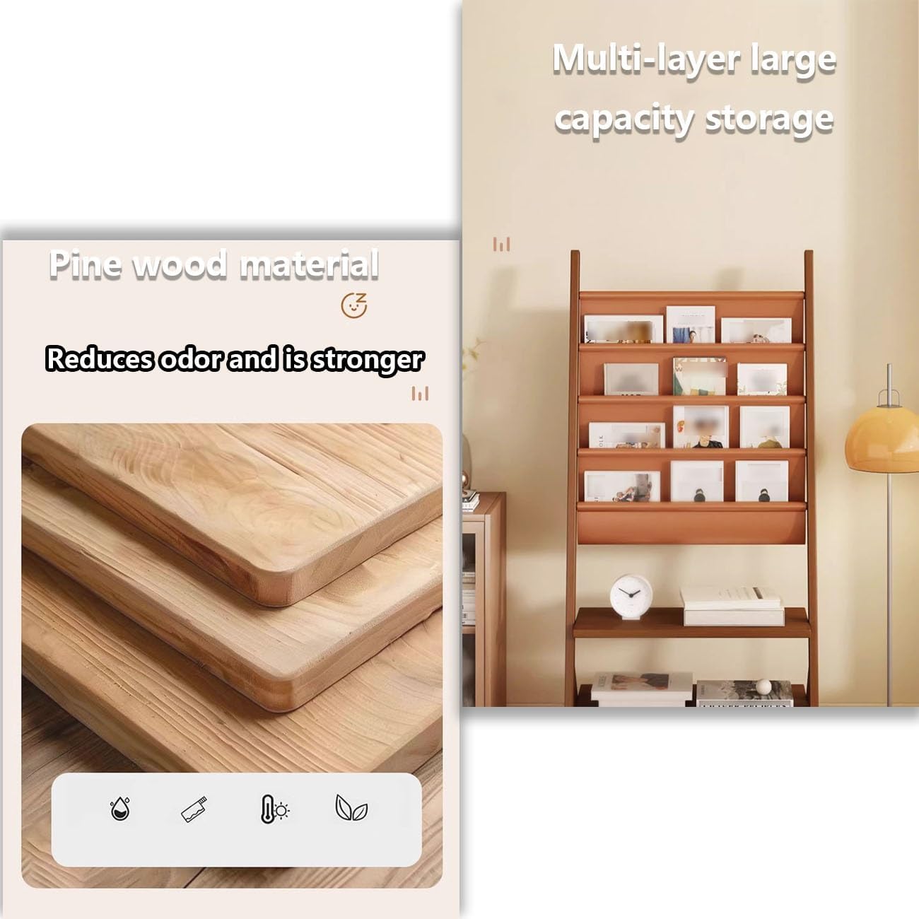 Kids Bookshelf,Bookcase 6 Tier Bookshelf,Modern Open Bookshelf,Narrow Floor Standing Bookshelf Organizer,No Sharp Edges,for Bedroom, Living Room, Classroom.(44 * 33 * 156cm)