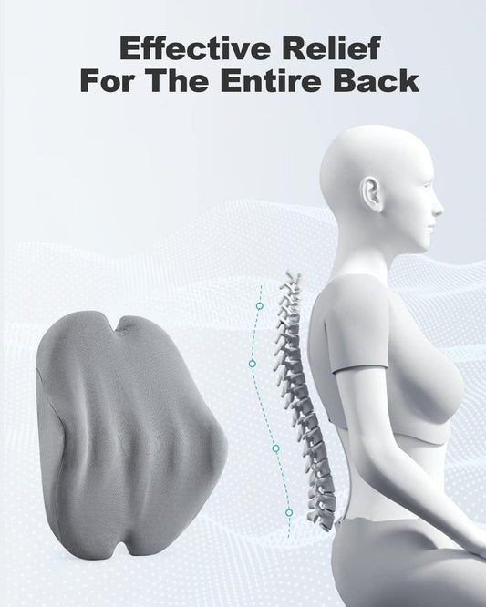 Lumbar Support Pillow, Back Support Pillow for Chair, Memory Foam Car Seat Back Pillows for Back Pain Relief, Ergonomic Design, Perfect for Home Office Desk Chairs,Plane-No Vibrating Version