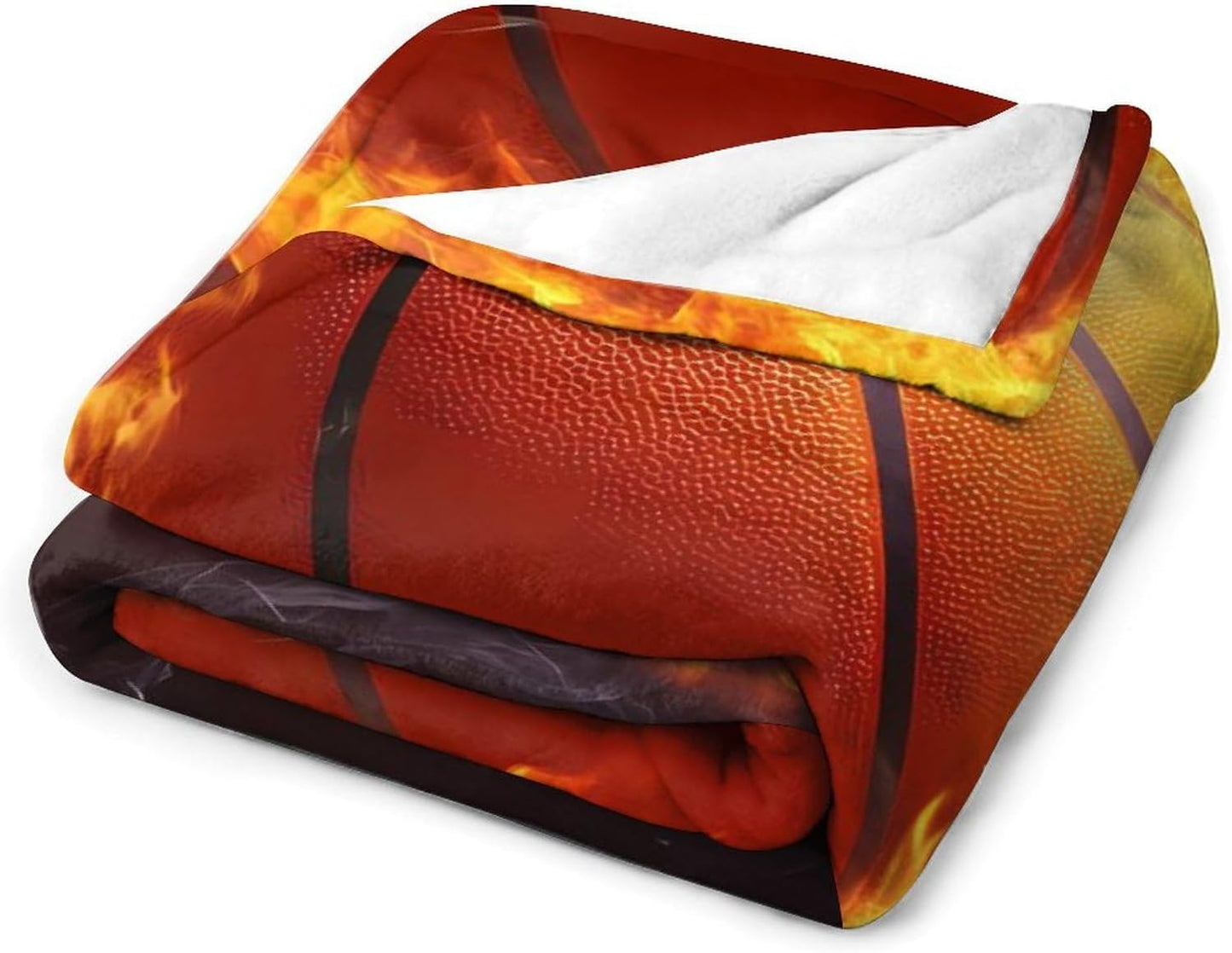 Fire Basketball Throw Blanket for Couch Bed Plush Cozy Fuzzy Flannel Blanket for All Season 66"x90"