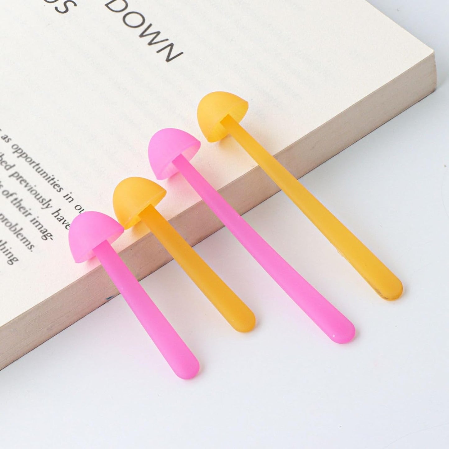 Mini Mushroom Bookmark Set (4-Piece) Dual Sizes, Dual Colors Available Soft, Flexible Silicone Material Fun Christmas Stocking Stuffer Ideal Gift for Bookworms and Teachers