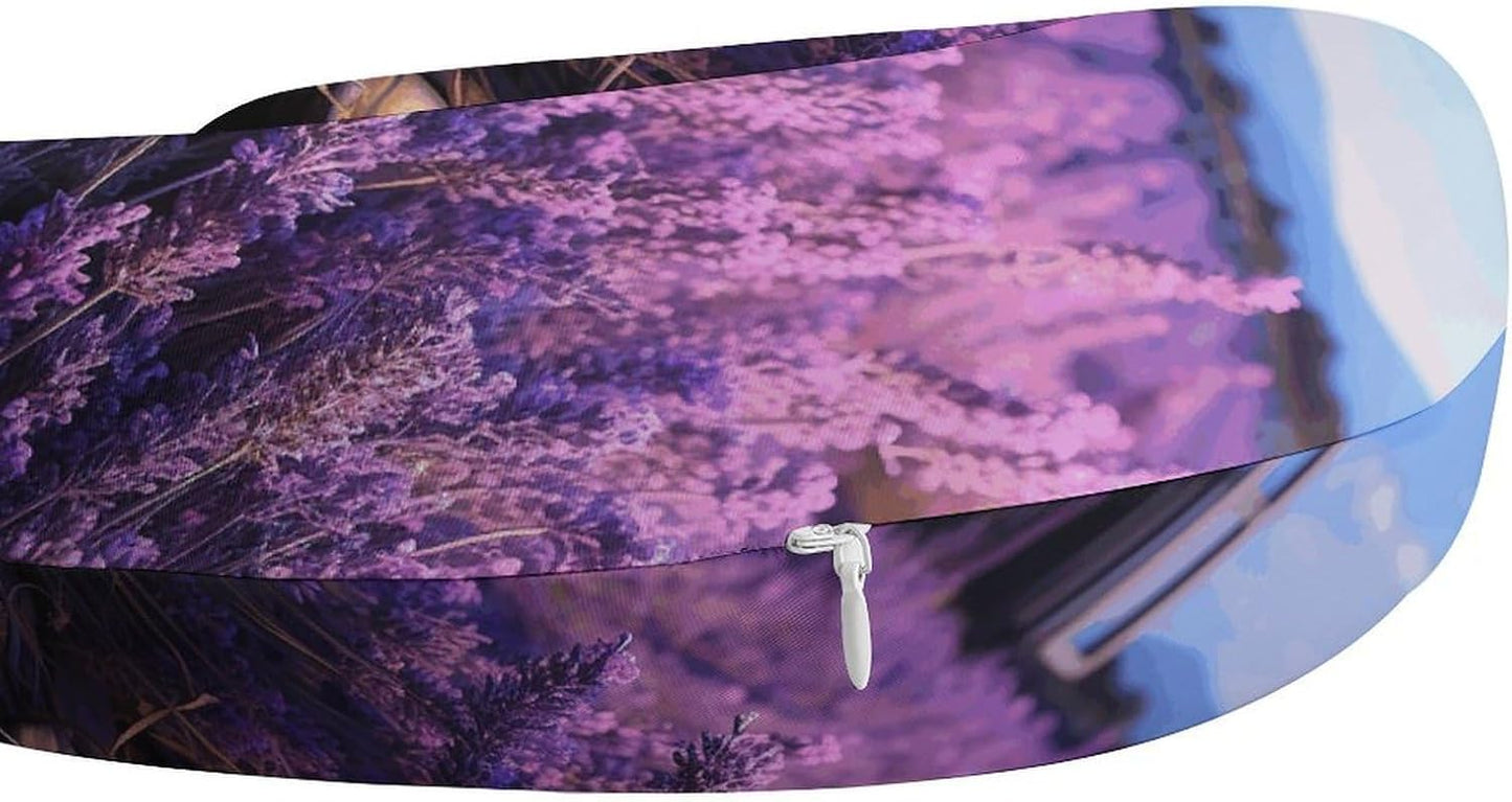 Romantic Lavender Neck Pillow Memory Foam U Shaped Pillows Portable Pillows for Shoulder Travel Head Support Pillow with Concealed Zipper for Airplane Car Home Office