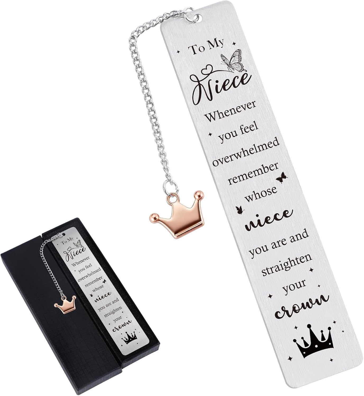 Niece Metal Bookmarks Gifts - Inspirational Niece Gifts from Auntie Uncle, Encouraging Graduation Wedding Birthday Going to College Christmas Accompany Present for Nieces from Aunt Uncle