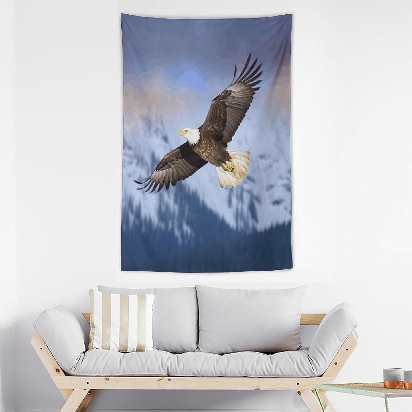 FodPand Bald Eagle Flying Tapestry Anti-fading Wall Tapestry with Installation Kit Backdrop Banner Multipurpose Aesthetic Tapestries Boho Wall Art Hanging Decorative Blanket 40"x60"