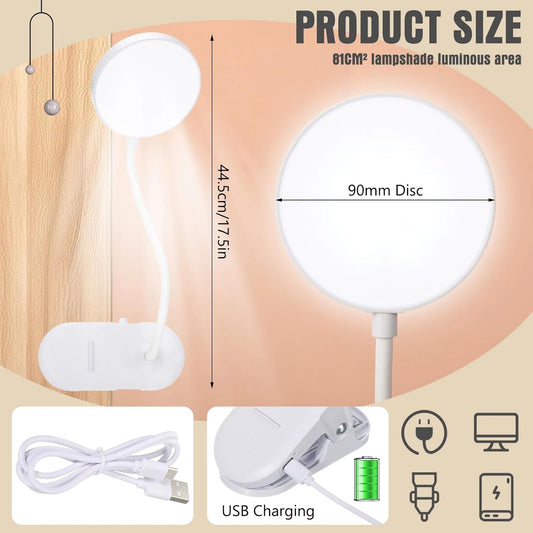 Retisee 12 Pcs Clip on Lamp Bulk LED Reading Light Book Lamp Clamp for Bed with 3 Brightness Level Night Light Clip on for Desk, Bed Headboard, USB Plug-in Style
