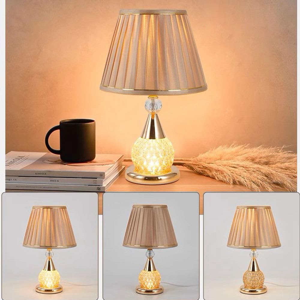 Bedroom Table Light Fabric Lampshade Tawny Glass body Study Room Desk Lamp Decorative House Table Lighting Fistures