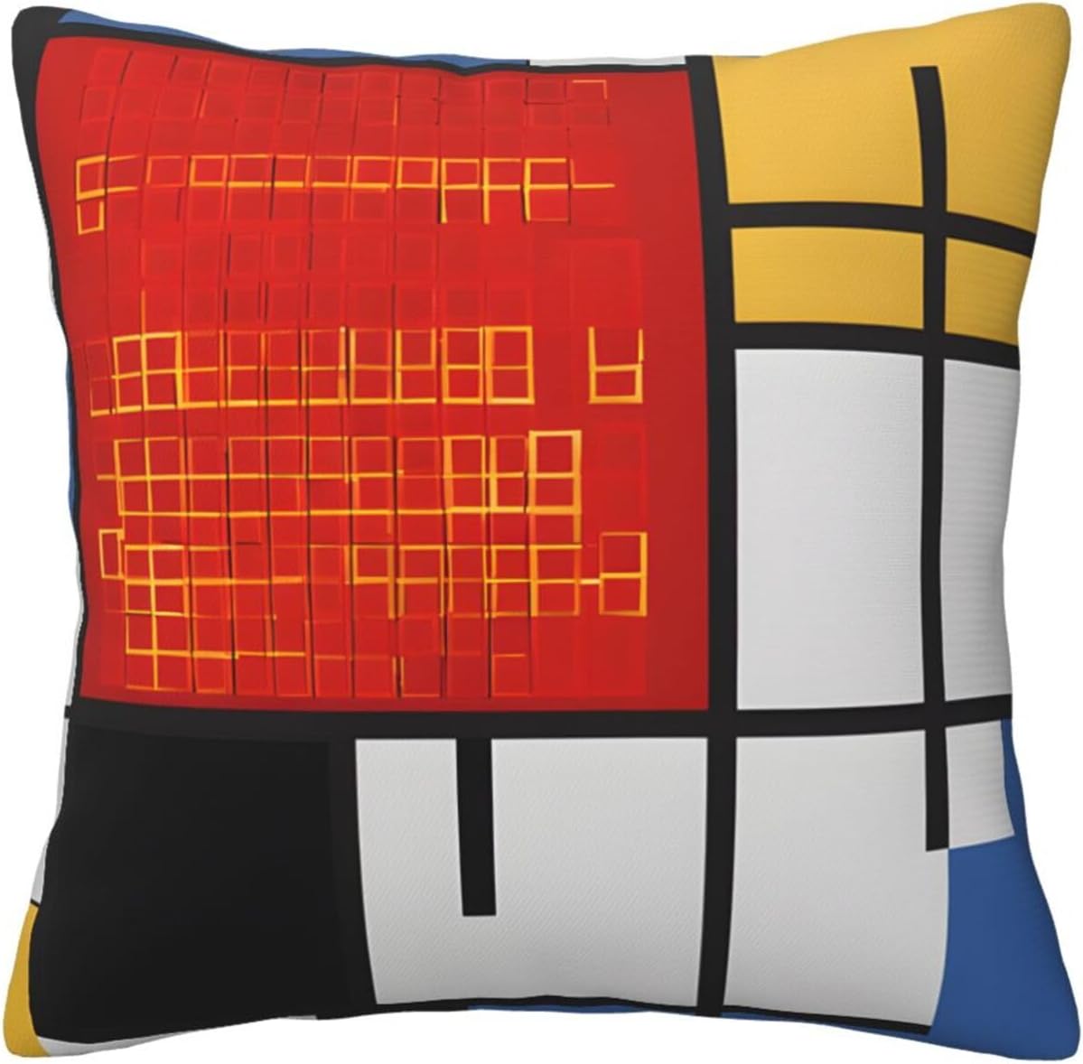 All-Season Square Pillow Covers 18"X18", Red Yellow Blue Black, Decorative Throw Pillow Covers For Sofa Bed Couch, Hidden Zipper Cushion Cover, Square Lumbar & Accent Pillowcases For Home Decor