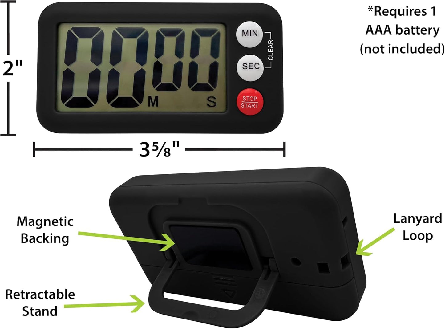 Teacher Created Resources Black Magnetic Digital Classroom Timer (TCR21041)