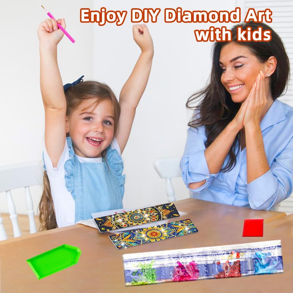 6 PCS Diamond Art Bookmarks Mandala, Acrylic DIY Diamond Painting Bookmarks Kits for Adult Reader and Crafts Lovers