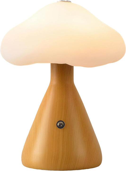 Cordless Table Lamp,Mushroom Lamp with 3 Colors,Rechargeable LED Reading Light,Touch Lamps for Nightstand,Aesthetic Lamp for Dorm Bedroom Living Room Home Decor