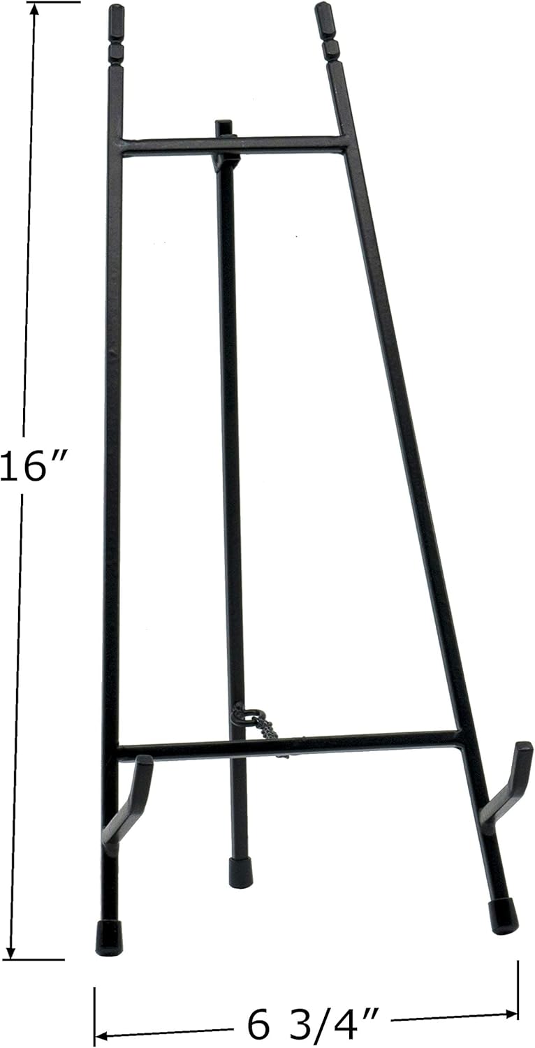 Red Co. 15” Tall Modern Metal Tripod Plate Stand and Art Holder Easel, Black