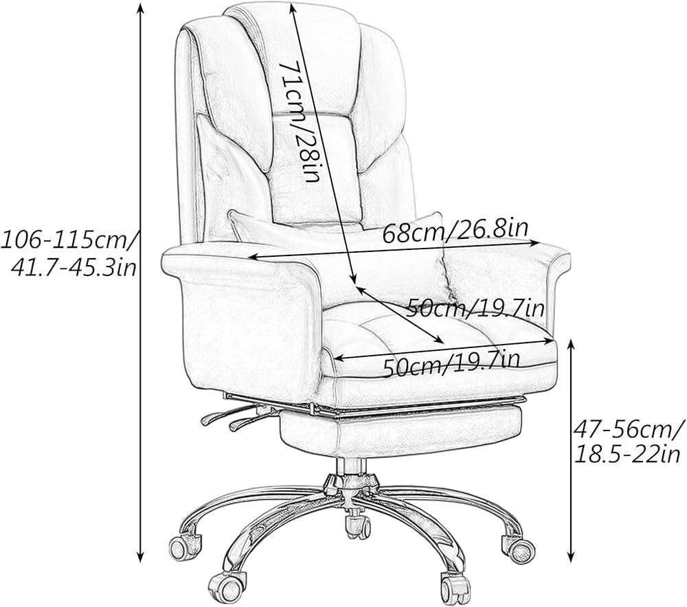 Ergonomic Leather Office Chair with Adjustable Height Comfortable 360 Degree Swivel Recliner Computer Desk Chairs for Meeting Room Lunch Break Reading(Brown)