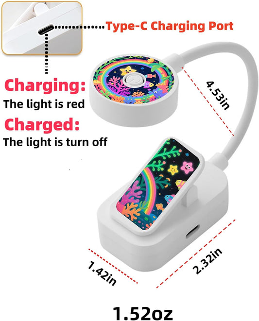 4 Pack Rechargeable Book Lights Bulk for Reading in Bed,3 Color,Adjustable Brightness,Clip on to Book Lights for Reading at Night (Multi-Colored, 4 Pack)