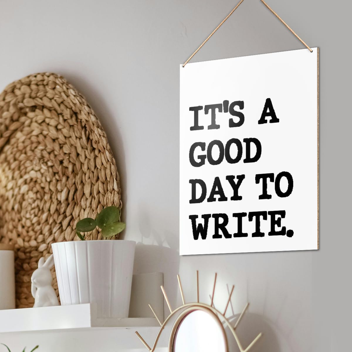 UDNADKEX Writer Wall Decor, It's a Good Day to Write, Gift for Writer Author Novelist, Wooden Wall Sign for Home Office, Bedroom, Living Room