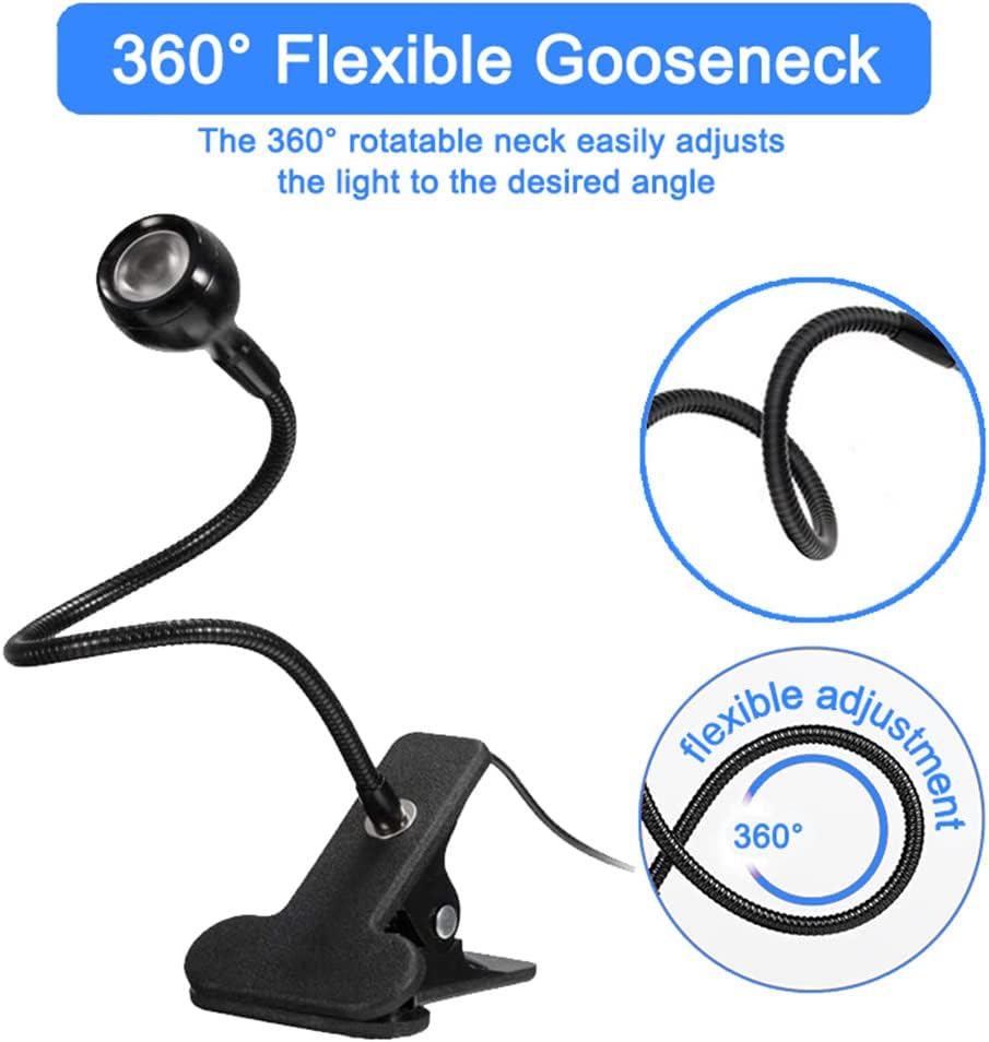 3W UV LED Desk Light,Flexible Gooseneck and Clamp Mini Desk Light with Switch,Portable Glue Curing Lamp Light for Mobile Repair Black