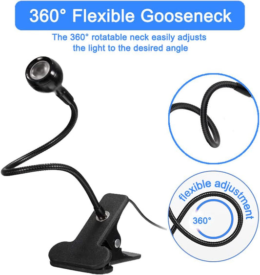 3W UV LED Desk Light,Flexible Gooseneck and Clamp Mini Desk Light with Switch,Portable Glue Curing Lamp Light for Mobile Repair Black