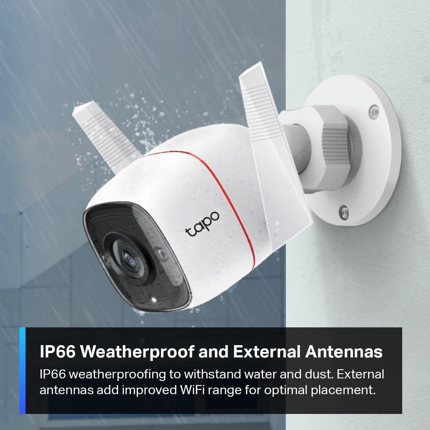 Tapo 2K Security Camera Outdoor Wired, IP66 Weatherproof, Motion/Person Detection, Built-in Siren w/Night Vision, Cloud/SD Card Storage, 2-Way Audio, Works w/Alexa & Google Assistant C310