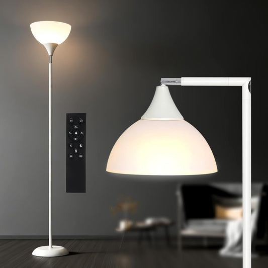 Flexible 90-Degree Foldable Floor Lamp - Remote Control, Stepless Color Temp & Brightness, Space-Saving Adjustable Standing Light for Bedroom, Office, Living Room & Study White
