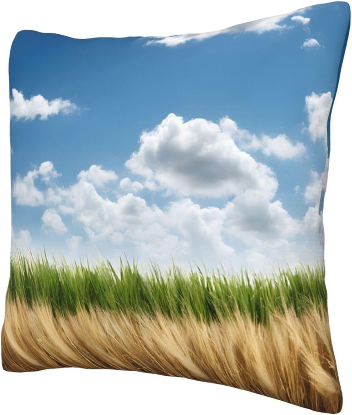 All-Season Square Pillow Covers 18"X18", Wheat Field, Decorative Throw Pillow Covers for Sofa Bed Couch, Hidden Zipper Cushion Cover, Square Lumbar & Accent Pillowcases for Home Decor