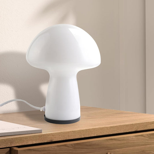 Mushroom lamp,Dimmable Glass Table Lamp,Vintage Style Table Lamp,White Bedside Desk lamp,Cute Table Lamps.（LED Bulbs Included）