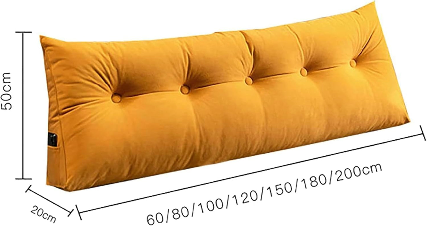 Large Triangular Headboard Wedge Bed Rest Reading Pillow Back/Lumber Support Positioning Pillow for Bed Sofa Tatami, Washable Daybed Triangle Bolster Cover