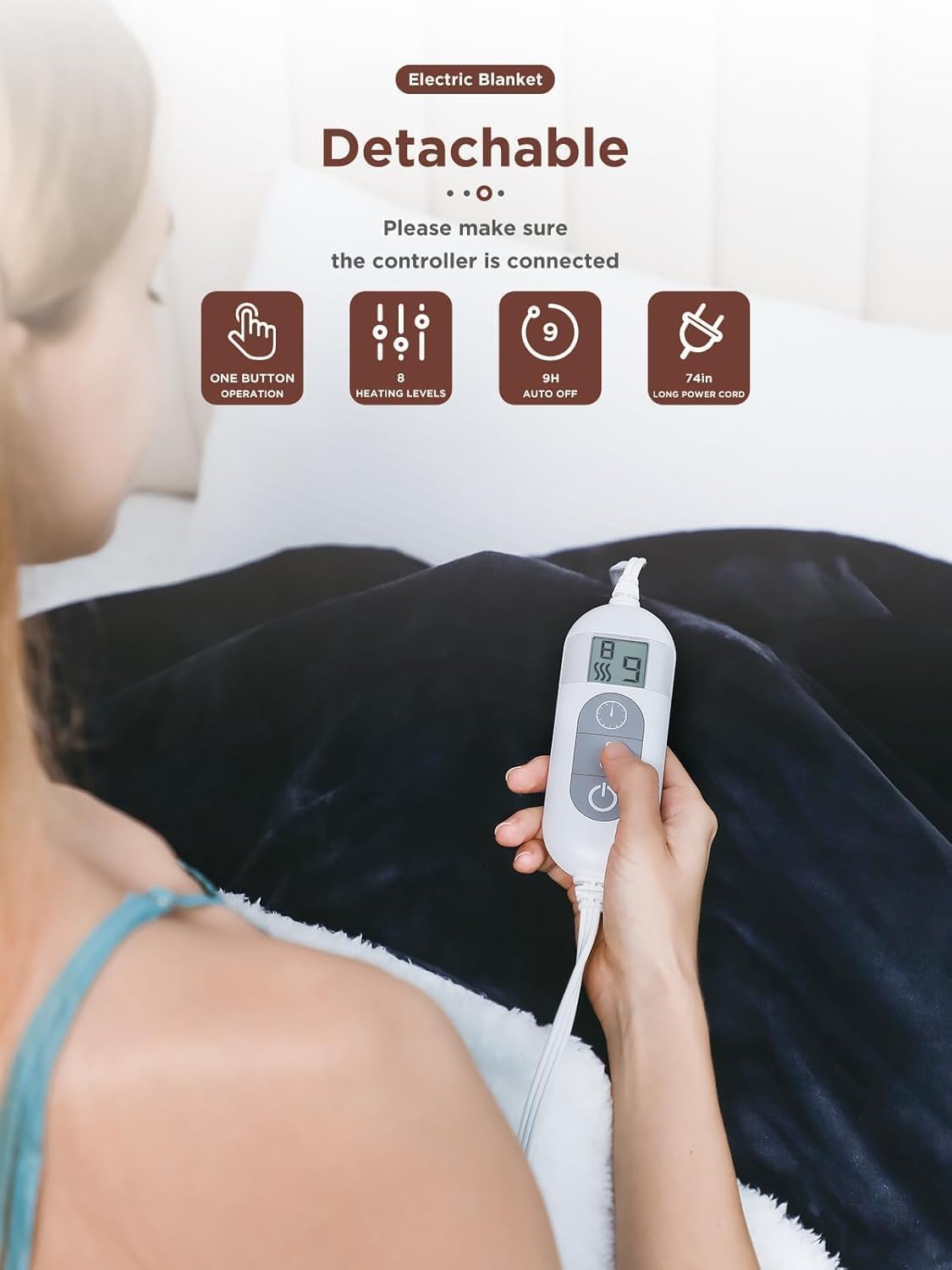Heated Blanket,Soft Flannel Heated Throw Blanket,Fast Heating Electric Throw Blanket with 8 Heating Levels,9 Hours Auto Shut Off,Home Sleep Electric Blanket Throw, A Thoughtful Gift for Elders