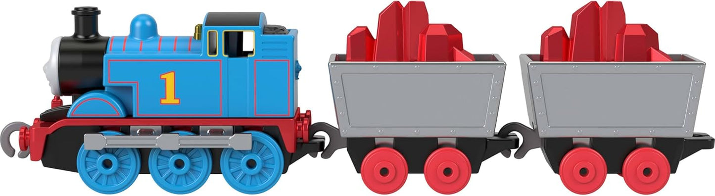Thomas & Friends by Fisher-Price Collectible Toy Train, Small Die-Cast Mattel 80th Engine with Premium Deco & 2 Stock Cars with Red Crystal Cargo