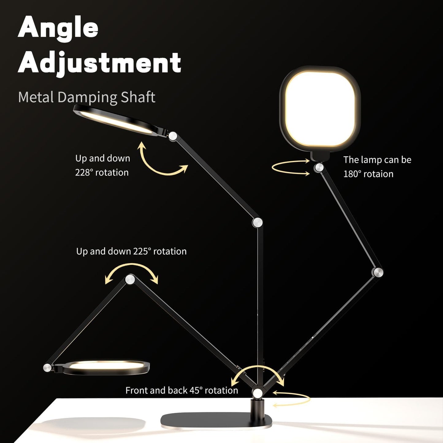 LED Desk Lamp for Home Office – Professional Eye-Caring Soft Diffused Light, Dimmable Desk Lamp with Adjustable Metal Swing Arm, Memory & Timer, Modern Anti-Glare Table Lamp