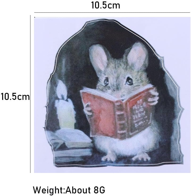 Mouse Reading Book in Wall 3D Sticker Decal, Funny Cartoon Mouse Hole Wall Stickers Mouse Find Cheese for Corner Stairs Home Decor PVC Vinyl Wallpaper for Living Room Decoration, 5pcs