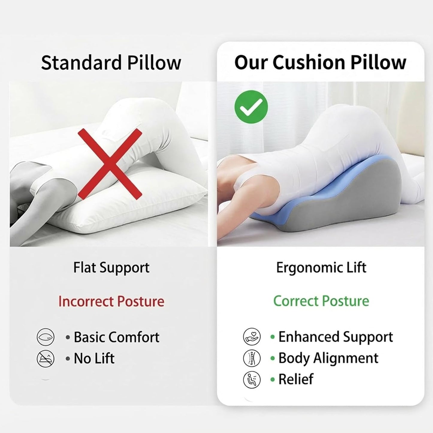 Ergonomic Natural Latex Pillow for Adults & Pregnancy | Multi-Position Support Cushion for Sleeping, Lounging, Reading & Couples | Removable Washable Cover (Dusty Blue)