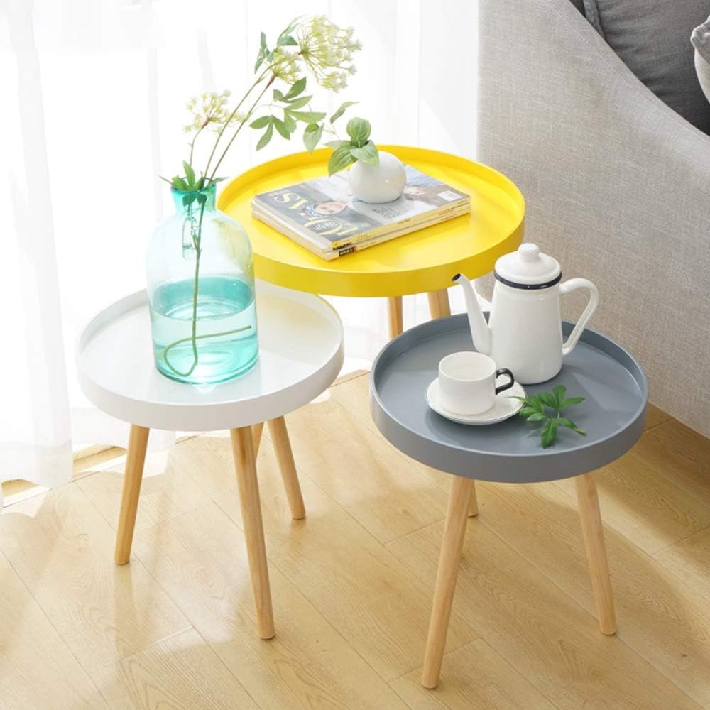 Side Table Side Table End Table Tv Tray Bamboo Sofa Table Night Stand Snack Table for Couch Writing Reading Living Room Home Office Decor 3 Color 2 Size (Color : Gray Size : 15 × 16inch) ( (Ye