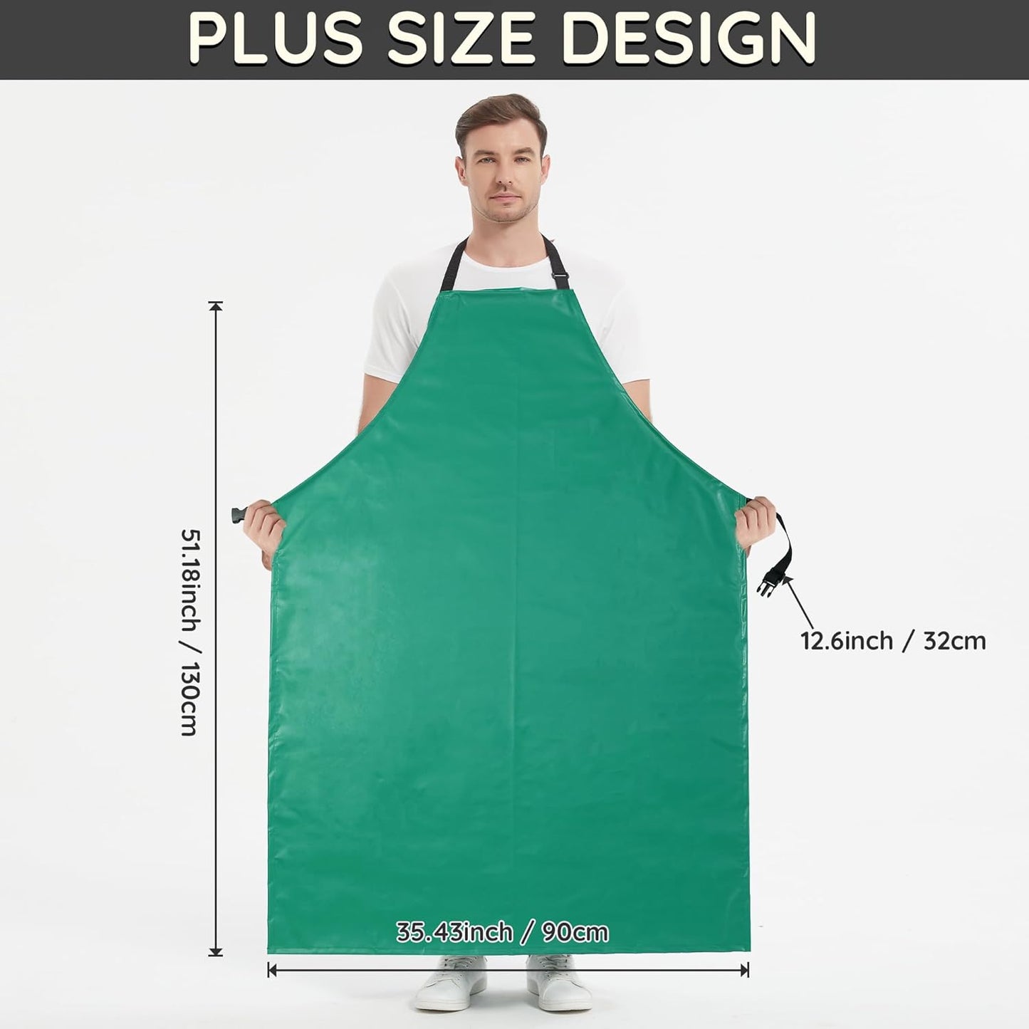 Thicker Rubber Apron, Extra Long Adjustable Apron, Heavy Duty Oil&Chemical Resistant Waterproof Work Aprons