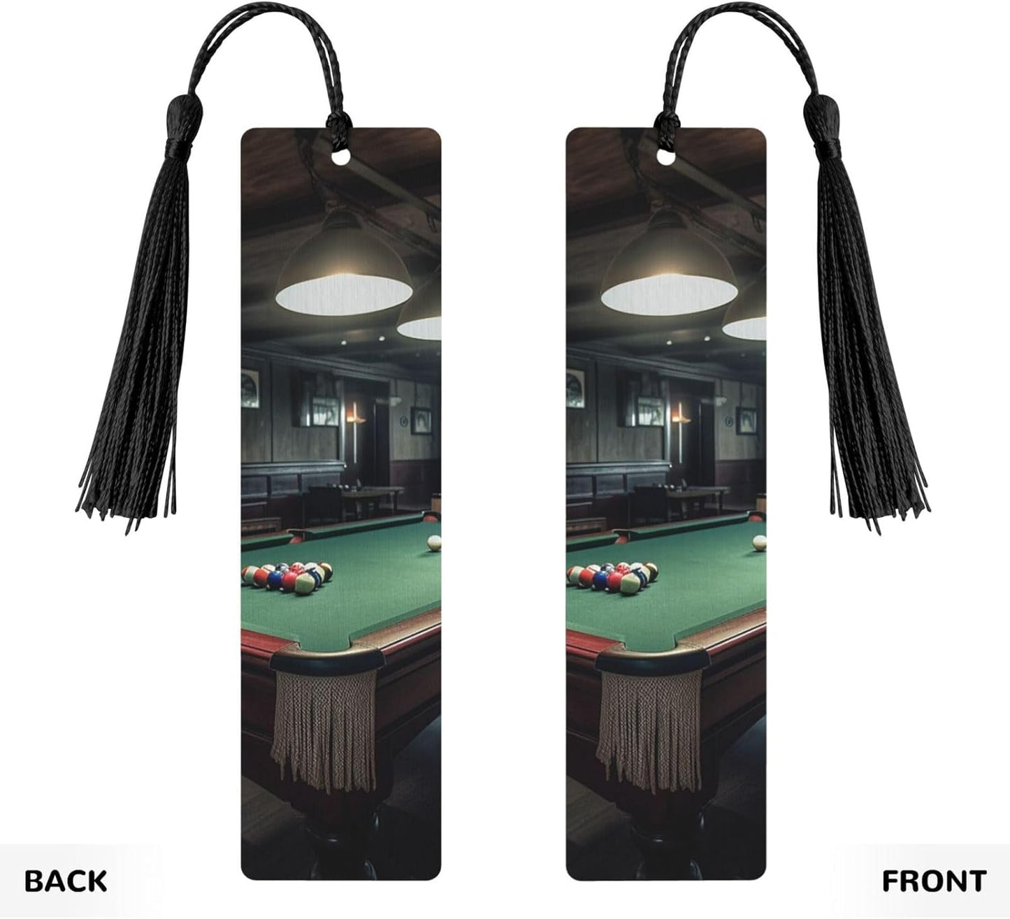 Billiard Bookmarks Gifts for Women Men, Wooden Bookmarks for Book Lovers, Vintage Book Marks Ornaments with Tassel, Unique Personalized Reading Page Markers Black