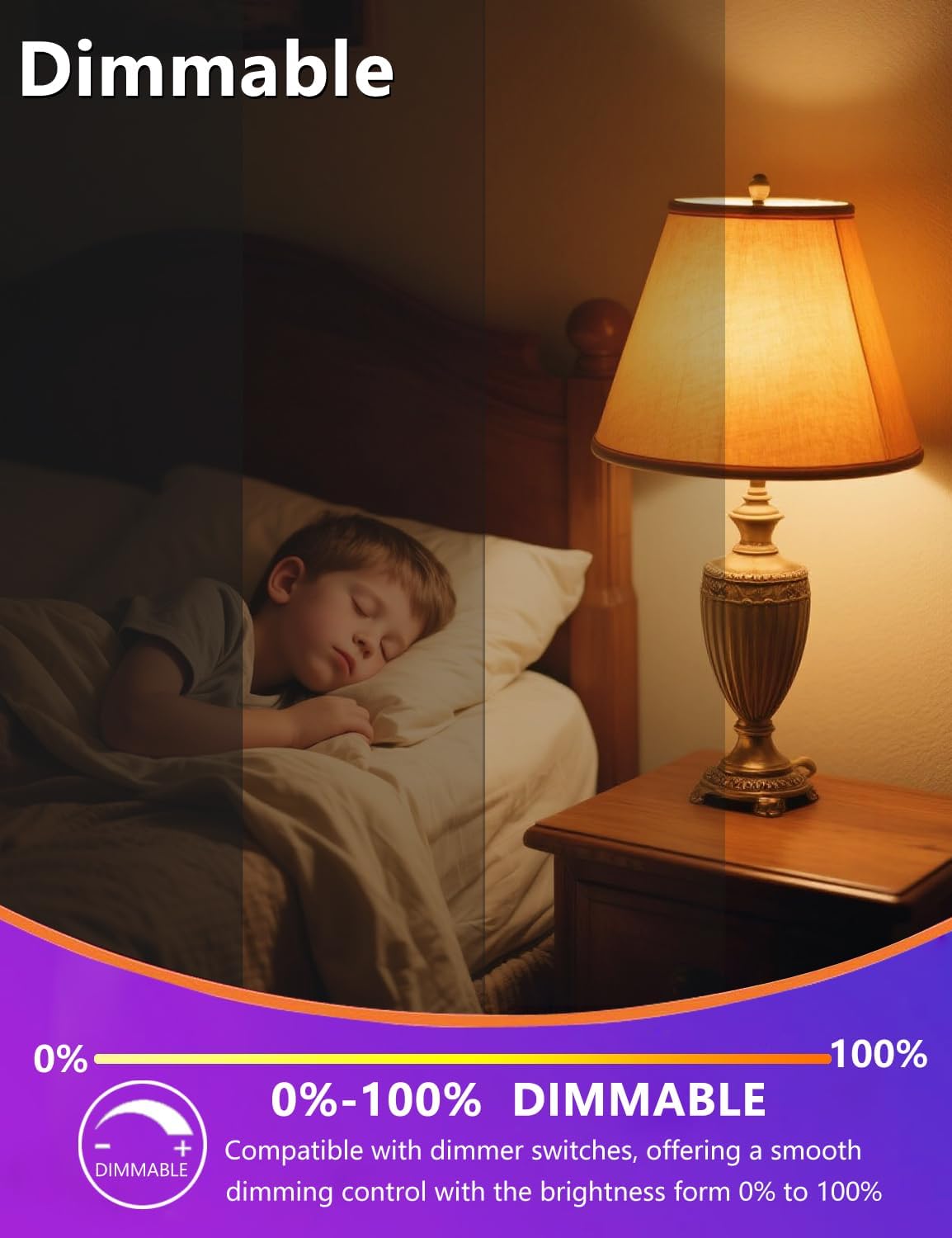 E12 Small Candelabra Base Amber Sleep Light Bulb Dimmable，1600K Blue Light Blocking, A15 Warm Night Light Bulbs 25W 40W Equivalent, 3W 300LM Dim Lamp Bulbs for Healthy Sleep, Bedroom 6Pack