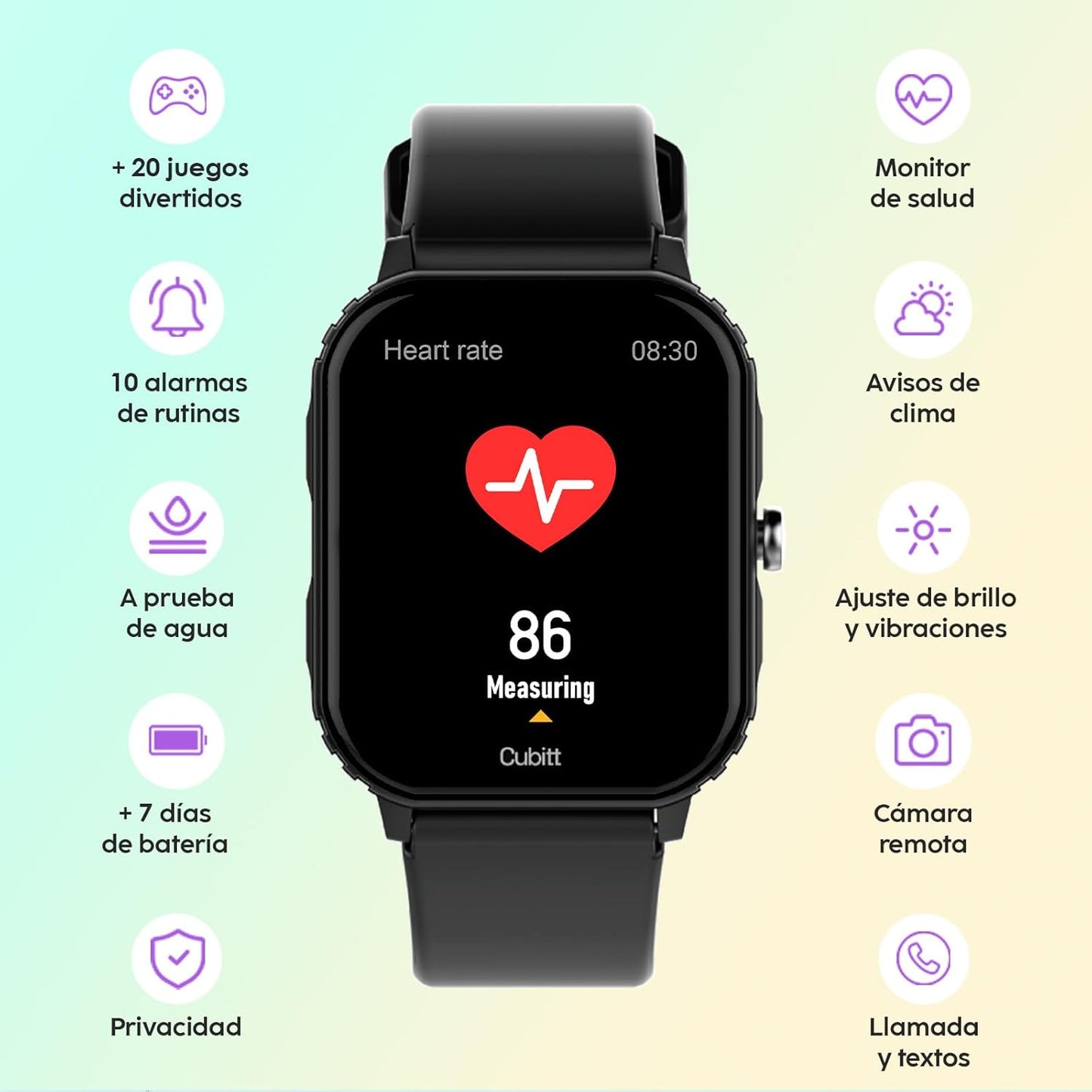 Cubitt Teens Smart Watch Fitness Tracker for Teens, with Heart Rate, Blood Pressure, Blood Oxygen, Sleep Monitor, 20+ games, Alarms, Activity Tracker 1.69'' HR Touch Screen, IP68 Waterproof